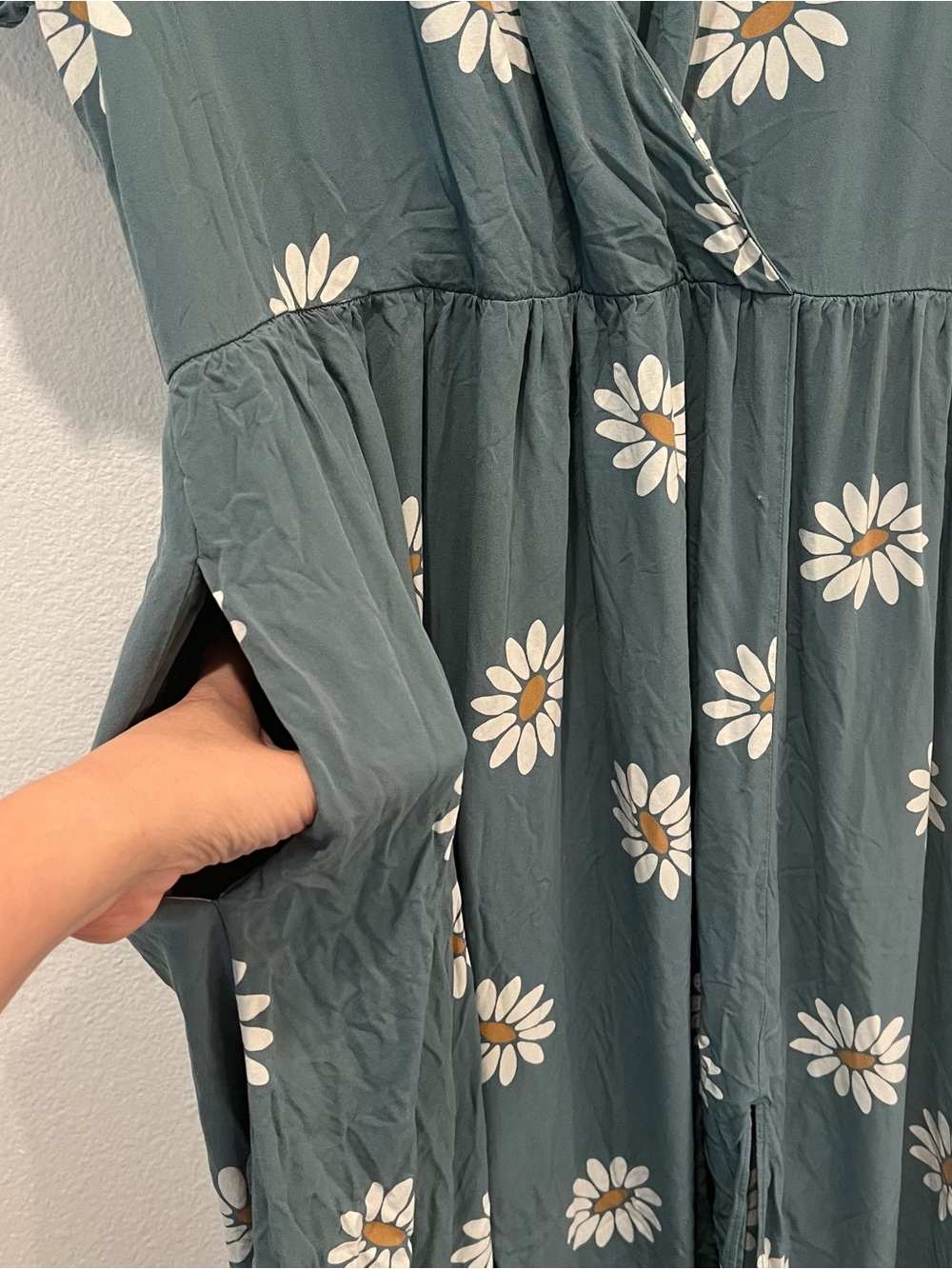 Madewell Teal Midi Dress with White Daisy Print medium casual school summer - Picture 5 of 10